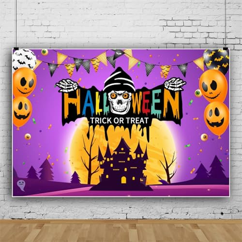 Mateju Party Dekoration Halloween Drucken Fotoleinwand Hintergrund, Vinyl Geburtstag Fotohintergrund Tuch, Poster Foto Stand Hintergrund, Geburtstagsdeko (180x120 cm,Skeleton) von Mateju