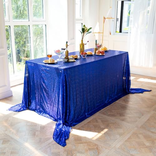 Mateju Tischrock Stehtisch Husse Rechteckige/Quadrat, Glitzer Tischdecke für Partei, Feiern Veranstaltungen Hochzeit Dekoration Party für Bankett Hochzeit Geburtstag (120x180cm,Blau) von Mateju