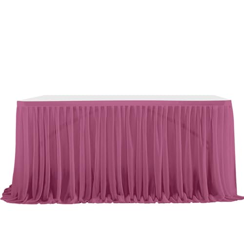 Mateju Tüll Tischrock Tischdekoration Hochzeit Waschbare Tischrock, Feiern Veranstaltungen Hochzeit Dekoration Party für Bankett Hochzeit Geburtstag (14FT,Fuchsia rosa) von Mateju