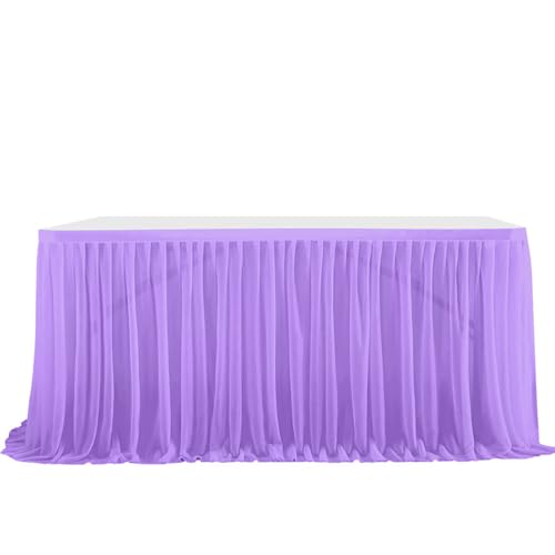 Mateju Tüll Tischrock Tischdekoration Hochzeit Waschbare Tischrock, Feiern Veranstaltungen Hochzeit Dekoration Party für Bankett Hochzeit Geburtstag (4FT,Violett) von Mateju