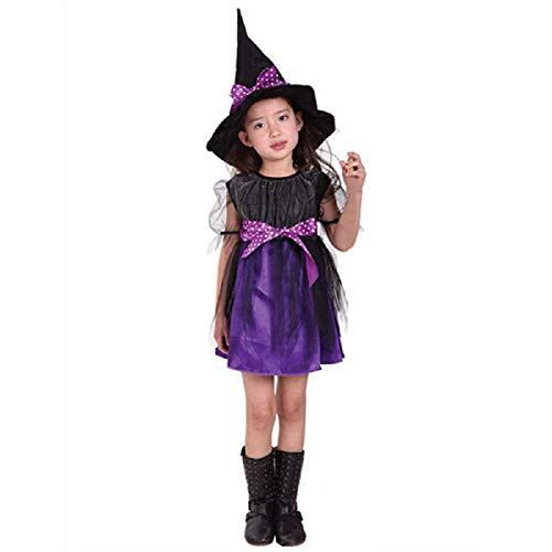 Matissa Hexenkostüm für Kinder, Halloween, Kostümparty (M, Violett) von Matissa