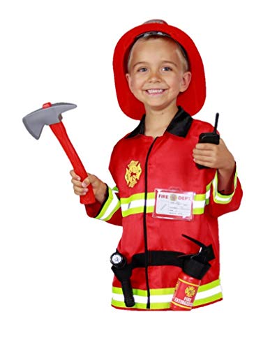 Matissa Kinder Feuerwehr Kostüm und Zubehör für Jungs und Mädchen (Light Set, (Klein, 3-5 Jahre) von Matissa