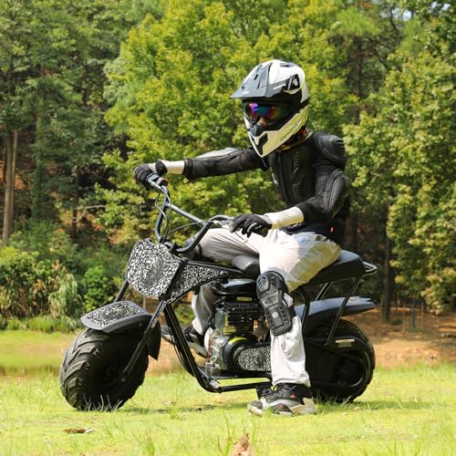 Dirt Bike 105CC 4-Takt benzinbetriebenes Off Road Kinder Pit Bike mit 4 Arten von DIY-Aufklebern, Automatikgetriebe und Seilzugstarter Pocket Bike ab 13 Jahren Teenager Erwachsener Geschenk (Schwarz) von Matomn