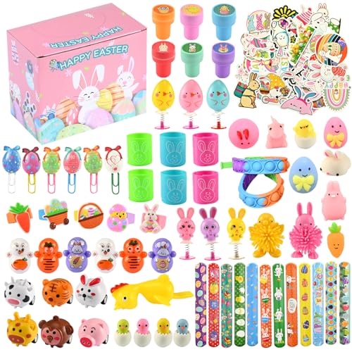 120 Stück Ostern Party Mitgebsel Set Kinder, Ostern Aufkleber, Aufziehbare Hasen, Ostern Spielset, Ostergeschenk für Jungen Mädchen von Matreeglam