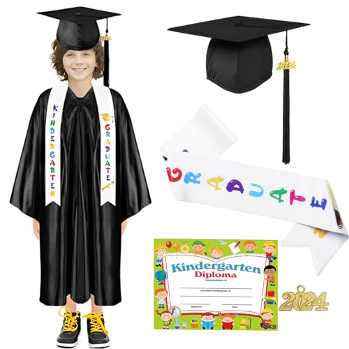 Matreeglam Abschluss Robe, Bachelor hut, Abschluss Hut, Doktorhut Set für 2024 Abschlussfeiern vom Studium, Abitur, Hochschule, Abschlussfeier, Themenparty (Kinder, L) von Matreeglam