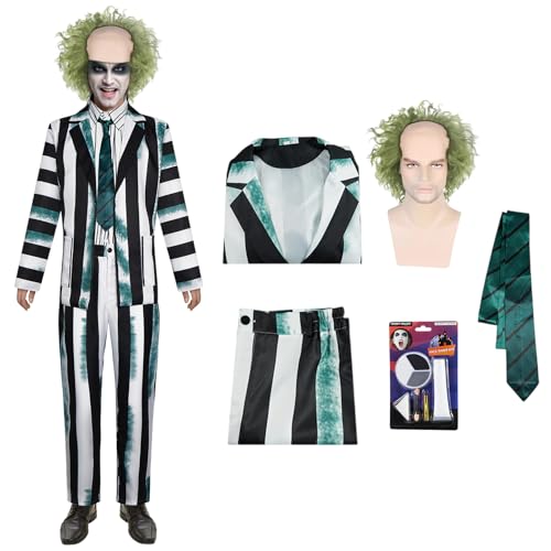 Matreeglam Karneval Kostüm Anzug Männer, Faschingskostüme mit Jackett Hose Krawatte, Kostüm Herren Anzug, Gespenster Kostüm Erwachsene für Karneval Halloween Cosplay (2XL) von Matreeglam