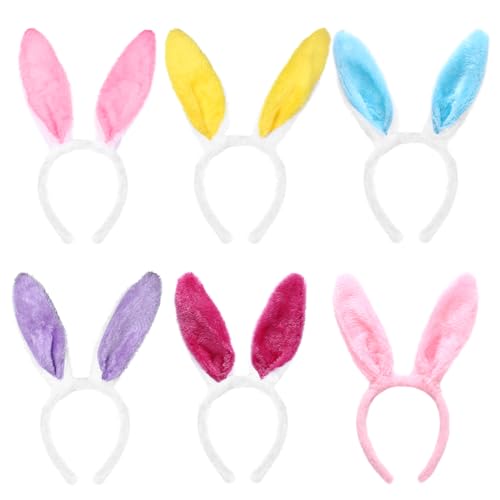 Matreeglam Ostern Hasenohren Haarreif für Erwachsene Kinder, 6 Stück Bunny Ears Ostern Haarreif Bunny Kostüm, Cosplay Hasen Kostüm für Karneval Kostüm Zubehör (Stil 1) von Matreeglam