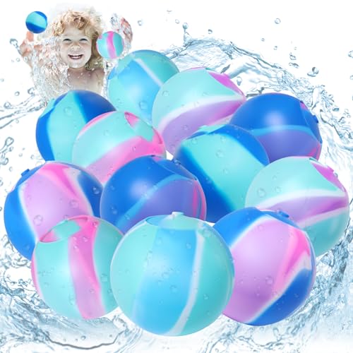 Silikon Wasserballons Set, Wiederverwendbar Wasserballon, Bunt Wasserbombe, Magnetische Selbstschließend Wasserbomben für Sommer Outdoor Wasserpark Pool Familienspiel (Style 3(12 Stück)) von Matreeglam