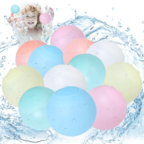 Silikon Wasserballons Set, Wiederverwendbar Wasserballon, Bunt Wasserbombe, Magnetische Selbstschließend Wasserbomben für Sommer Outdoor Wasserpark Pool Familienspiel (Style 4(12 Stück)) (Style 4) von Matreeglam