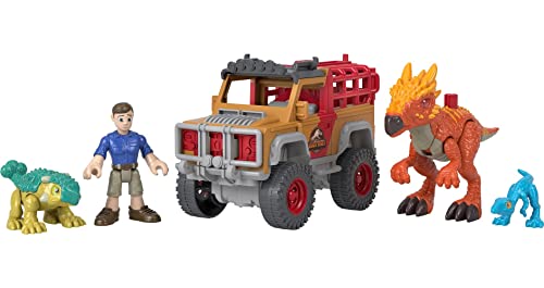 Fisher-Price Imaginext HCR94 - Jurassic World Neue Abenteuer Dino Abenteuerset, Fahrzeugset mit 3 Dinosaurier-Figuren, Dinosaurier Spielzeug für Kinder ab 3 Jahren von Fisher-Price