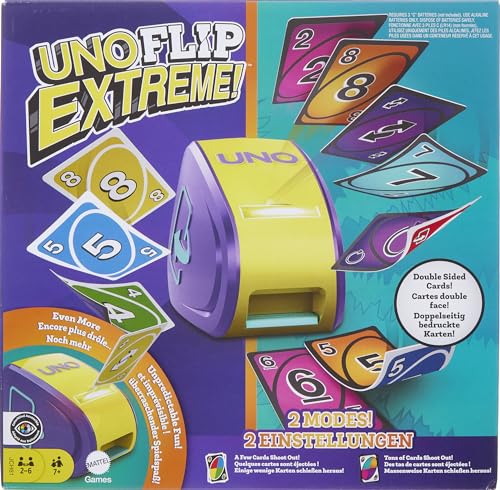 Mattel Games - UNO Flip Extreme Kartenspiel für Kinder, Erwachsene und die Familie, kombiniert UNO Flip und UNO Extreme in einem einzigen Spiel, Familienspiel ab 7 Jahren, JCH61 von Mattel Games