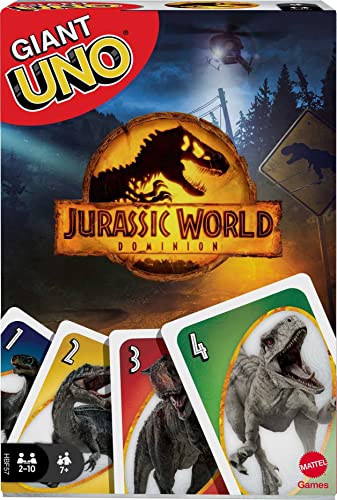 Giant UNO Jurassic World Dominion Card Game with Oversized Movie-Themed Cards, 2 to 10 Players, Gift for Ages 7 Years & Older von Mattel Games