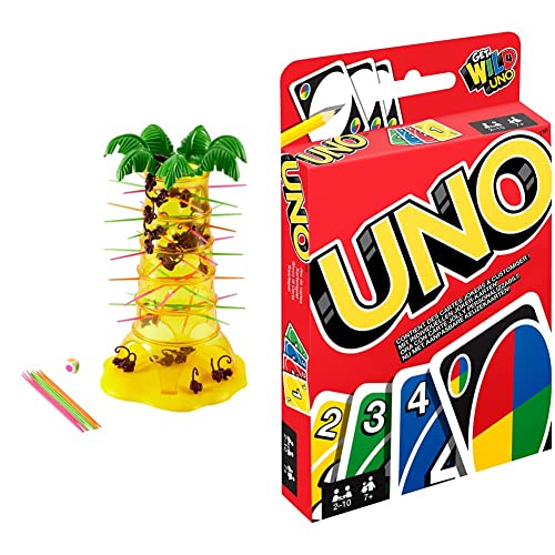 Mattel Games 52563 - S.O.S. Affenalarm Kinderspiel ab 5 Jahren & W2087 - UNO Kartenspiel und Gesellschaftspiel, geeignet für 2-10 Spieler, Kartenspiele und Gesellschaftsspiele ab 7 Jahren von Mattel Games