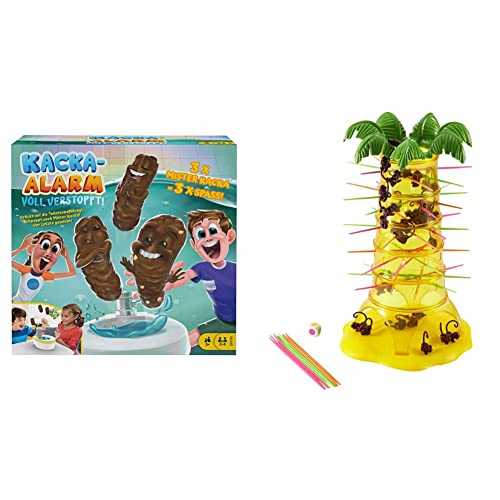 Mattel Games GRF99 - Kacka-Alarm Voll Verstopft, lustiges Kinderspiel und Partyspiel ab 5 Jahren & 52563 - S.O.S. Affenalarm Kinderspiel geeignet für 2-4 Spieler, Kinderspiele ab 5 Jahren von Mattel Games