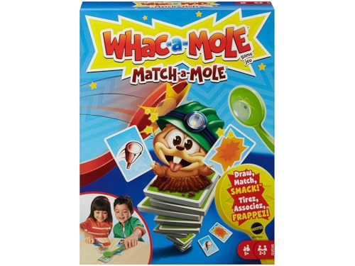 Mattel Games GVD46 - Hau den Maulwurf! Kartenklatsche Kartenspiel für Kinder mit Maulwurfsklatschen, für 2 bis 3 Spieler ab 5 Jahren von Mattel Games