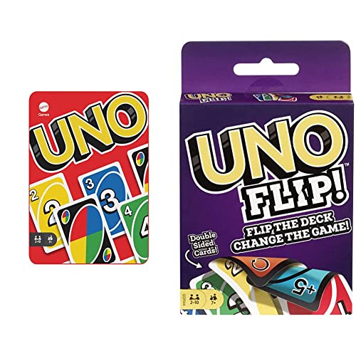 Mattel Games HGB63 - UNO-Kartenspiel mit 112 Karten in hochwertiger Metallbox, Exklusive Sammlerdose & GDR44 - UNO Flip Kartenspiel, deutsche Sprachversion, Spielzeug ab 7 Jahren von Mattel Games