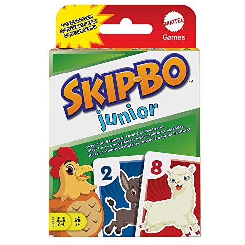 Mattel Games Skip BO Junior Kartenspiel mit 2 Spielniveaus, 112 Karten, unterhaltsames Reihenfolgespiel für 2 bis 4 Spieler ab 5 Jahren, HHB37 von Mattel Games