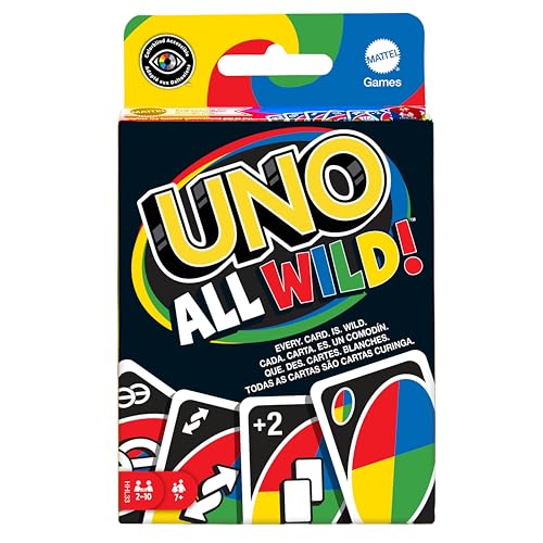 Mattel Games HHL33 - UNO All Wild Kartenspiel mit 112 Karten, Reisespiel, Kinderspiel, Familienspiel und Gesellschaftsspiel, ab 7 Jahren von Mattel Games