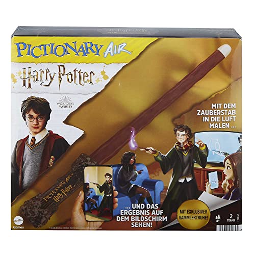 Mattel Games PICTIONARY AIR HARRY POTTER - interaktives Spiel mit für AppleTV, Chromecast und streaming-fähige Geräte, für die ganze Familie und Harry Potter Fans ab 8 Jahren, Deutsche Version, HDC60 von Mattel Games