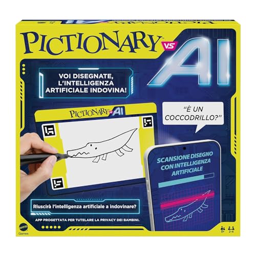 Mattel Games Pictionary Vs. AI – Die Version von Pictionary mit künstlicher Intelligenz, die Spieler zeichnen und die KI Davine, Spieleabende für alle Altersgruppen, italienische Version, 8+ Jahre, von Mattel Games