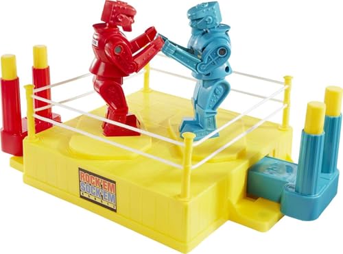 Mattel Games Rock 'Em Sock 'Em Robots Kinderspiel, Kampfroboter mit rotem Rocker & blauem Bomber, Knock His Block Off von Mattel Games