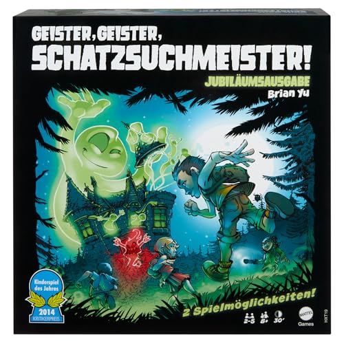 Mattel Games Geister, Geister, Schatzsuchmeister! Jubiläumsausgabe Brettspiel, kooperatives Familienspiel mit zwei Spielmöglichkeiten, für 2 bis 5 Spieler, Deutsche Sprache, HXT19 von Mattel Games