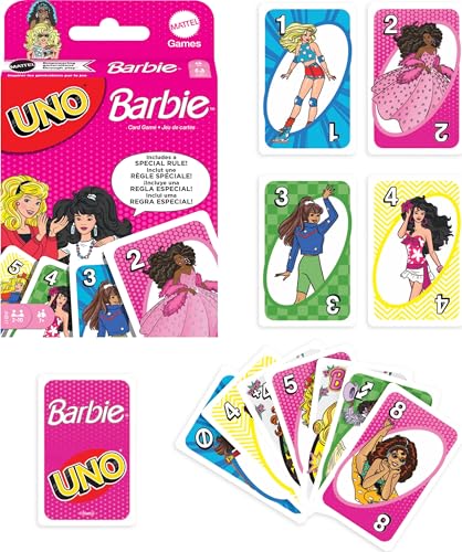 Mattel Games UNO Barbie Kartenspiel mit spezieller Hi, Barbie! Regel für Kinder, Erwachsene & Familiennächte, Spieleabende, Reisen, Camping & Partys Mattel Games UNO Barbie Kartenspiel mit spezieller Hi, Barbie! Regel für Kinder, Erwachsene & Familiennächte, Spieleabende, Reisen, Camping & Partys von Mattel Games