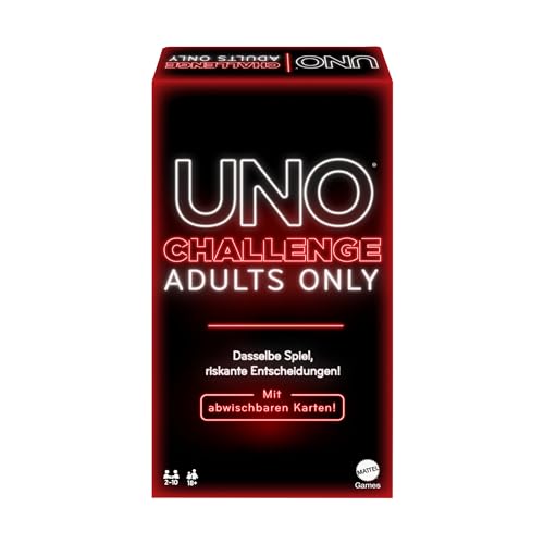 Mattel Games - UNO Challenge Adults Only - Kartenspiel für Erwachsene, +18 Spiel für Spieleabende, Reisen, und für Partys, UNO DARE Deutsche Version, JBF58 von Mattel Games