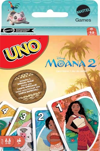 Mattel Games UNO Disney Moana 2 Kartenspiel für Kinder, Erwachsene & Familie mit Deck & Sonderregel, inspiriert vom Film von Mattel Games