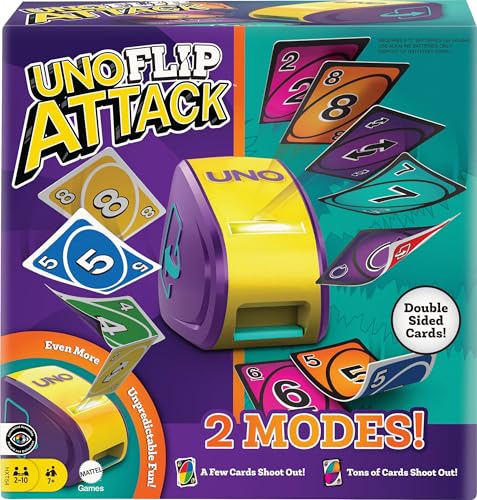 Mattel Games UNO Flip Attack Kartenspiel für Kinder, Erwachsene & Familie kombiniert UNO Flip und UNO Attack in einem tollen Spiel von Mattel Games