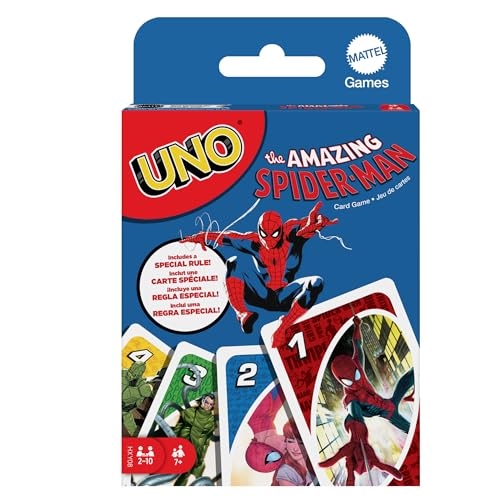 Mattel Games UNO The Amazing Spider-Man, Kartenspiel für Kinder, Erwachsene und Familien mit Karten und Sonderregel, inspiriert von der Marvel Comicreihe, HXY08, HXY08 von Mattel Games