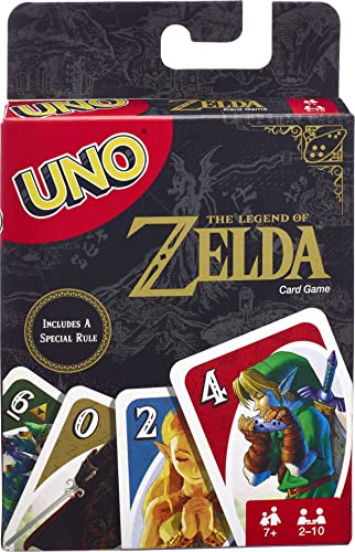 Mattel Games UNO The Legend of Zelda, Kartenspiel für den Familienabend mit Grafiken aus The Legend of Zelda und Sonderregeln von Mattel Games