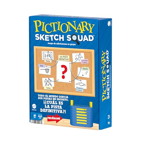 Pictionary Sketch Squad Partyspiel für Erwachsene, Jugendliche und Spieleabende mit einer Spurbox, für 2-6 Spieler (Mattel HTW86) von Mattel Games