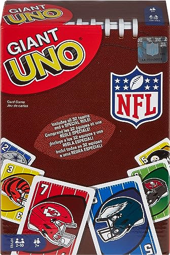 Riesiges UNO NFL Kartenspiel | Familien-, Erwachsenen- und Partyspielabend | 2 bis 6 Spieler von Mattel Games