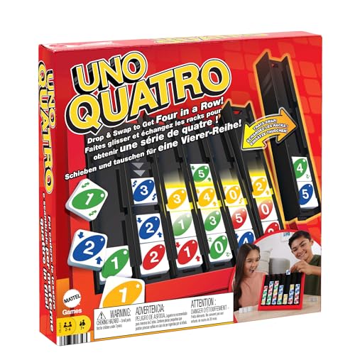 Mattel Games Uno Quatro, Steine nach Farben oder Zahlen sortieren, mit Aktionssteinen, Perfekt als Kinderspiel, Reisespiel oder Gesellschaftsspiel, ab 7 Jahre, HPF82 von Mattel Games