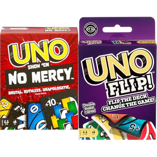 UNO Show 'em No Mercy - 56 zusätzliche Karten, Harte Aktionskarten und brutale Spielregeln & - UNO FLIP Kartenspiel mit beidseitig bedruckten Karten von Mattel Games