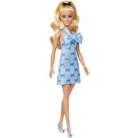 Barbie Fashionistas-Puppe Nr. 237 in blauem Neckholderkleid mit Schleife, blondem Haar, das zu einem Zopf gebunden ist, und einer Haarschleife Barbie Fashionistas-Puppe Nr. 237 in blauem Neckholderkleid mit Schleife, blondem Haar, das zu einem Zopf gebunden ist, und einer Haarschleife von Mattel GmbH