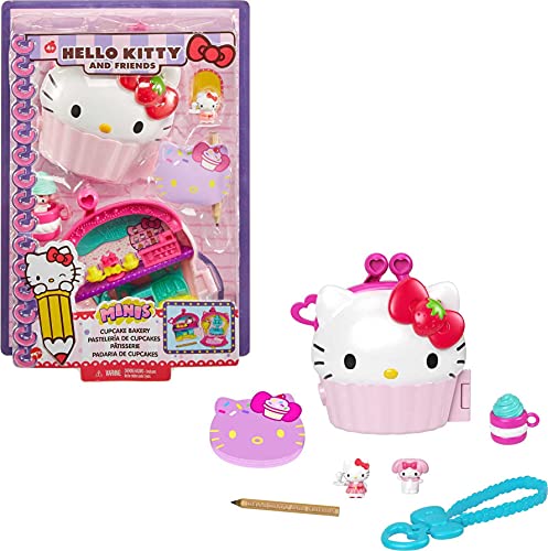 Mattel Mattel Hello Kitty GVB30 - Cupcake-Bäckerei Schatulle (12,5 cm) mit 2 Sanrio Minis Figuren, Notizblock und Schreibwarenzubehör, tolles Spielzeug Geschenk für Kinder ab 4 Jahren von Mattel