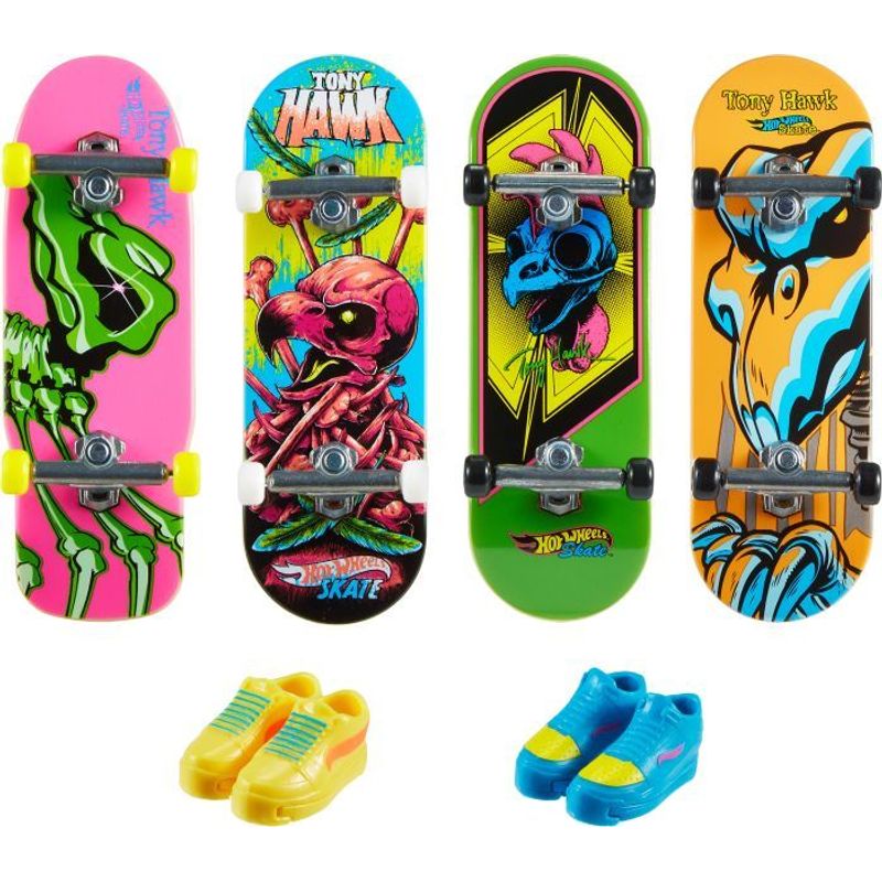 Von Tony Hawk inspiriertes Hot Wheels Skate Neon Bones Fingerboard und abnehmb von Mattel Hot Wheels