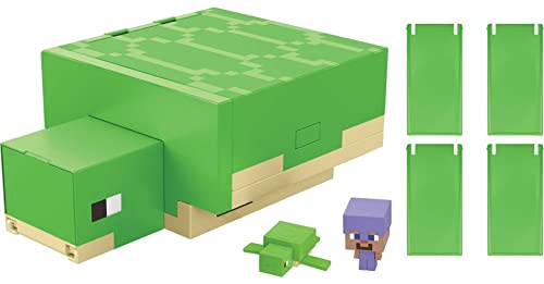 Mattel Minecraft HDW14 - wandelbares Schildkröten-Versteck, authentisch verpixeltes Videospiel-Rollenspiel, elektronisch, Action-Spielzeug, Geschenk für Kinder ab 6 Jahren von Mattel Minecraft