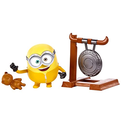 Mattel Minions GMD92 : Auf der Suche nach dem Mini-Boss Bob, per Knopfdruck aktivierte Action-Figur, ca. 10 cm groß, mit Gong und Teddybär, Geschenk für Kinder ab 4 Jahren von MINIONS