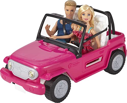 Barbie CJD12 - Beach Cruiser, pinkes Strand Auto mit Barbie und Ken Puppe, Puppenzubehör, ab 3 Jahren von Barbie