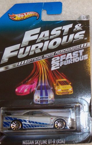 2013 Hot Wheels Fast & Furious 2 Fast 2 Furious Official Movie Merchandise Limited Edition Nissan Skyline GT-R (R34) 3/8 by Mattel von Mattel