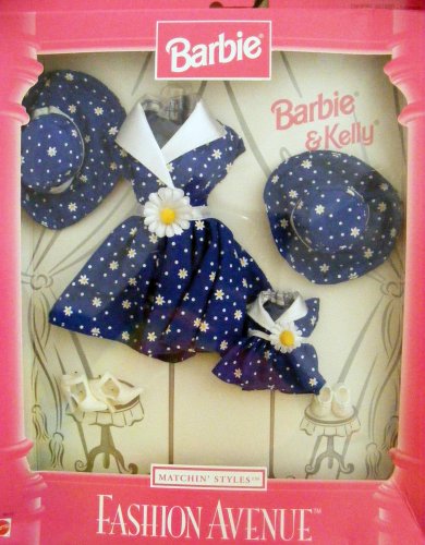 Barbie & Kelly Matchin Styles Fashion Avenue Blue Daisy Dress Asst. 1811 von Mattel