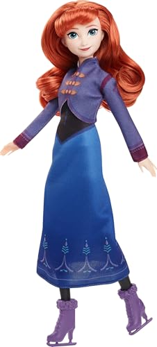 Mattel Disney Die Eiskönigin Anna-Modepuppe mit Zubehör, Eisläuferin-Look mit abnehmbarem Kleid und abnehmbaren Schlittschuhen, mit zusätzlichem Paar Schuhe. Inspiriert von Die Eiskönigin: Winterfest von Mattel