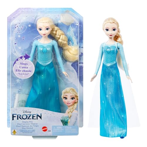 Disney Die Eiskönigin Elsa Puppe, Die Eiskönigin Puppe, kämmbare blonde Haare, beweglich, ausziehbare Schuhe, Disney Geschenke, Spielzeug ab 3 Jahre, HLW47 von Mattel