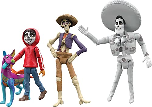 Disney Pixar Coco Storyteller Actionfigur, Multipack, Miguel Hector Ernesto Dante Im Land der Toten, bewegliches Filmspielzeug von Mattel