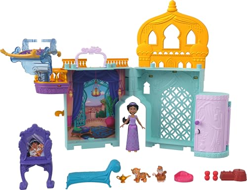 Disney Prinzessin Jasmins Stapelschloss Puppenhaus-Spielset mit kleiner Puppe, 2 Freunden und 8 Teilen, inspiriert vom Disney-Film Aladdin, JDP56, [Mehrfarbig] von Mattel