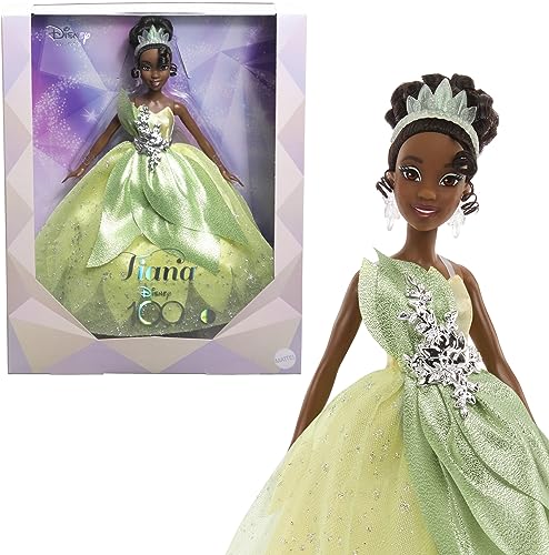 Mattel Disney Spielzeug, Tiana-Sammelpuppe zur Feier des 100. Geburtstags von Disney, inspiriert vom Disney Film, Geschenke für Kinder und Sammler, HLX61 von Mattel