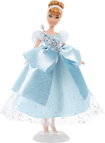 Mattel Disney Spielzeug, Cinderella-Sammelpuppe zur Feier des 100. Geburtstags von Disney, inspiriert vom Disney Film, Geschenke für Kinder und Sammler, HLX60 von Mattel